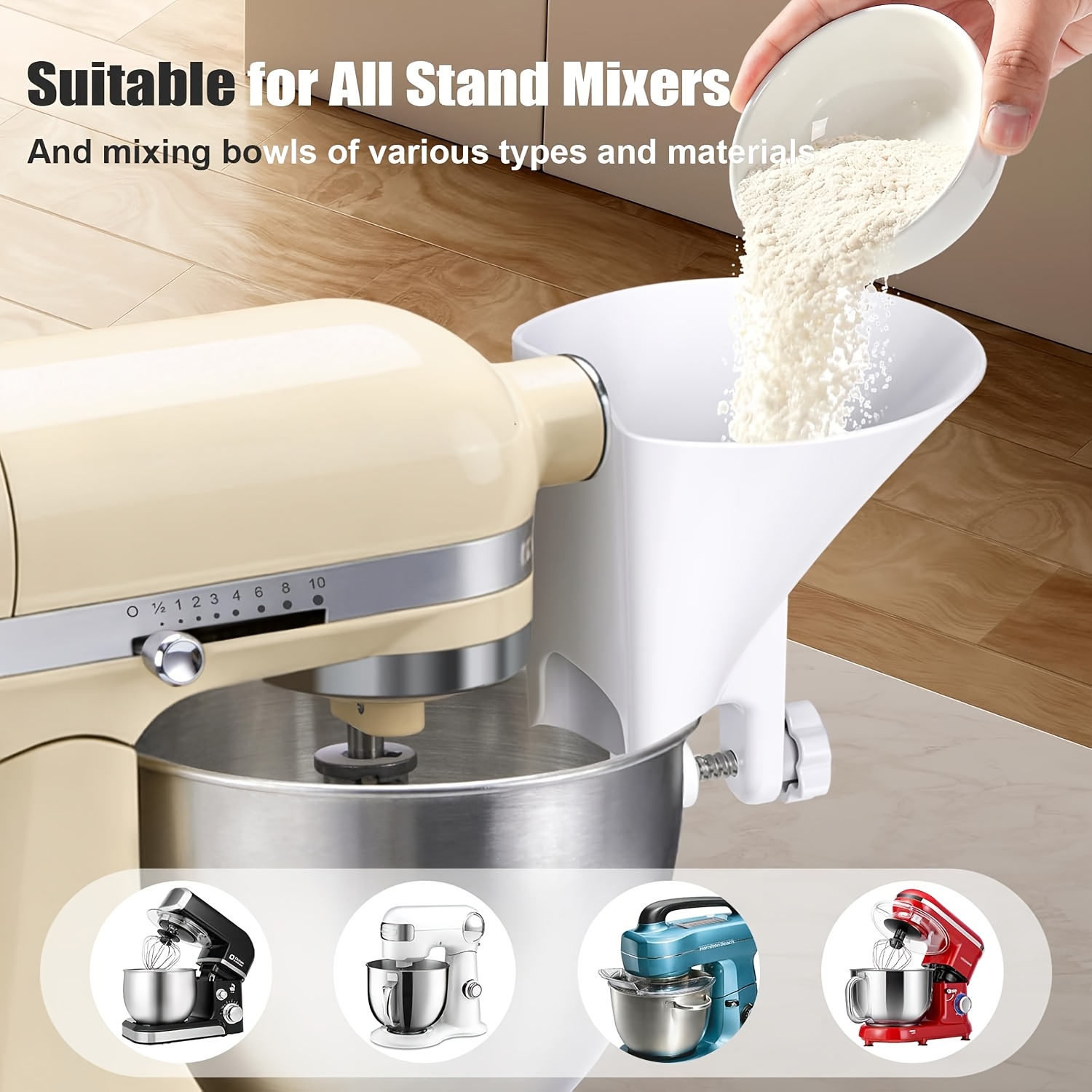 قمع عريض الفوهة لصب الدقيق وال - مراجعة Commercial Kitchen Aid Mixer وسعره