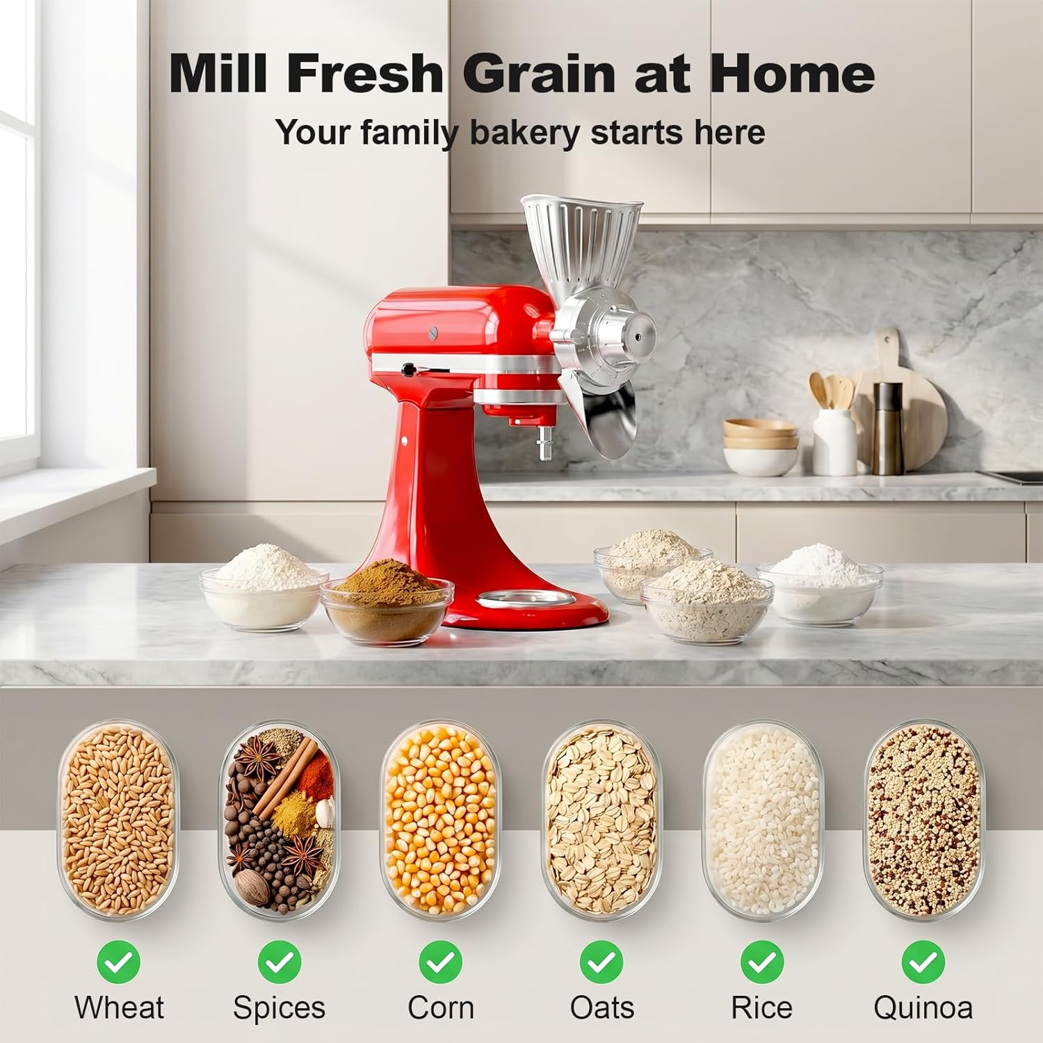 ملحق مطحنة الحبوب المعدنية بال - مراجعة Commercial Kitchen Aid Mixer وسعره